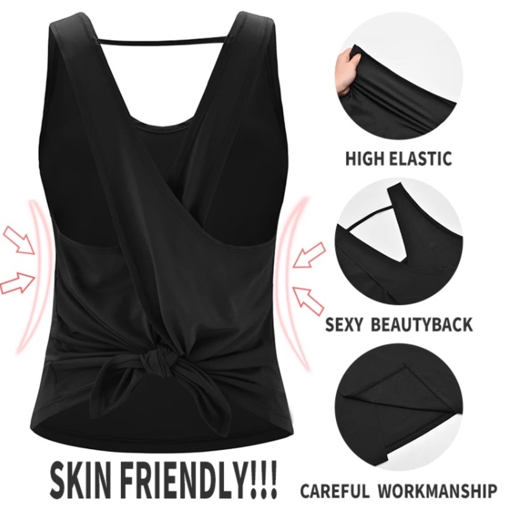 🧘🏼♀️Just In! Black Cross Back Yoga Top - Picture 2 of 7